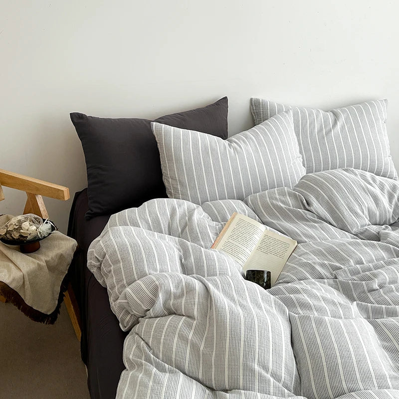 Washed Super Soft Duvet Cover Set with Bed Sheet Skin-friendly Bedding Set Hygroscopic Breathable Quilt Cover