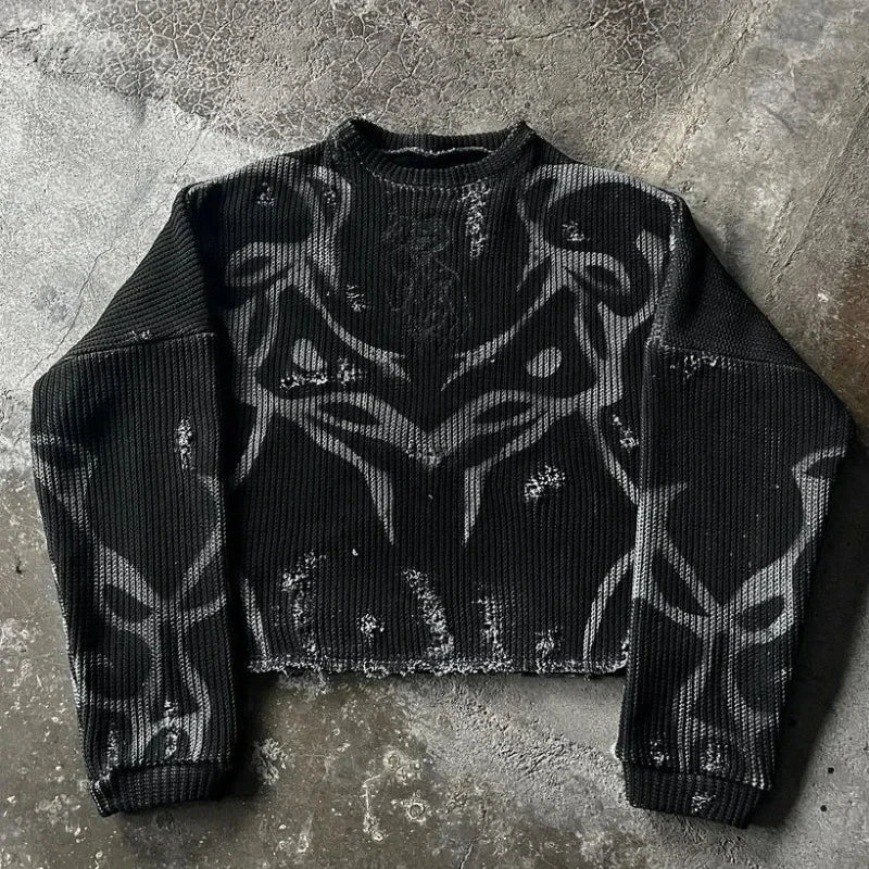 Gray Money Sign Sweater Y2k American Dollar Knit Pullover Vintage Classic Streetwear Warm Crewneck Top Casual