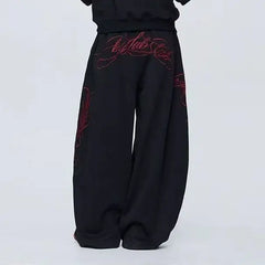 Gothic Letter Embroidery Hip Hop Clothing Oversized Streetwear Y2K American Loose Jogger Casual Sweatpants