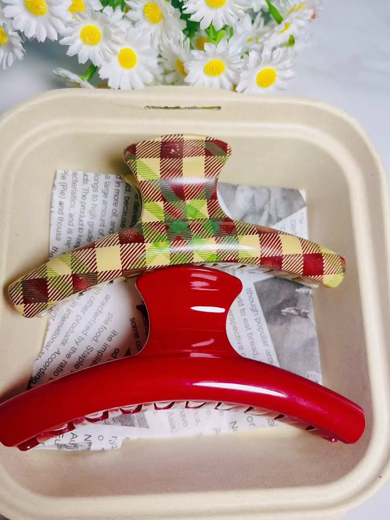 2Pcs/set Vintage Blue Polka Dot Red Bow Hair Clip Shark Claw Clamp Hairpin Barrette Korean Hair Headwear Accessory