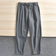 Cotton Linen Casual Pants Baggy Streetwear Joggers Sports Trousers Solid Color Long Straight Trendy Pants