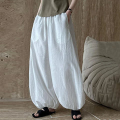 Oversized Bloomers Elegant Lantern Pants Casual Loose Breathable Cotton Wide Leg Pants