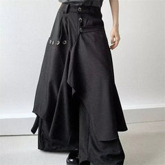 Button Irregular Skirt Pants