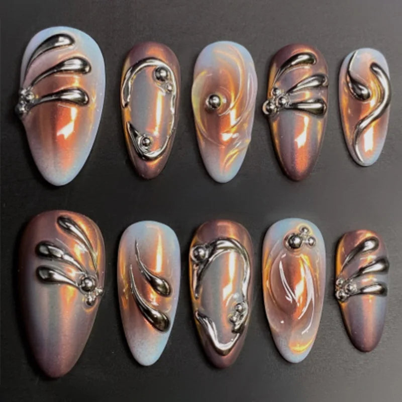 24pcs Press on Nails Tips Strawberry Rabbit Design Almond False Nails Sets Gradient Green Fake Nail Finished Detachable Manicure