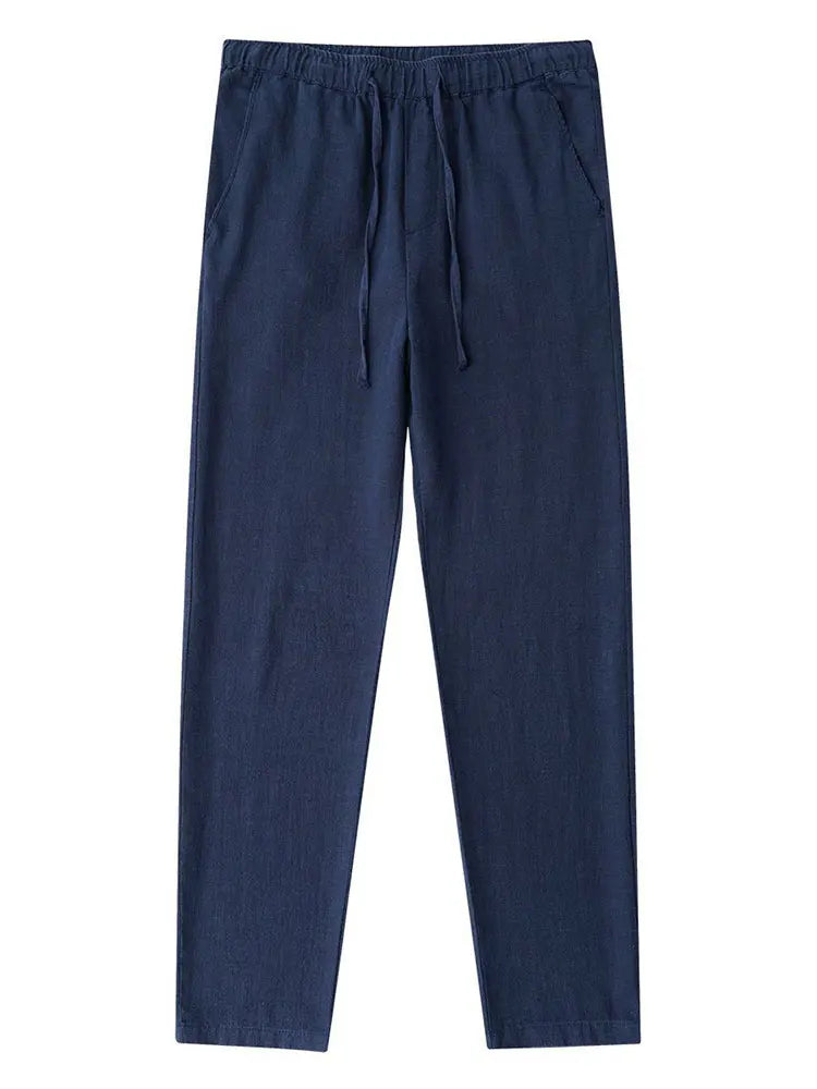 Casual Cotton Linen Chino Pants Wide Leg Lightweight Baggy Cotton Sweatpants Male Sport Jogger Straight Work Trousers