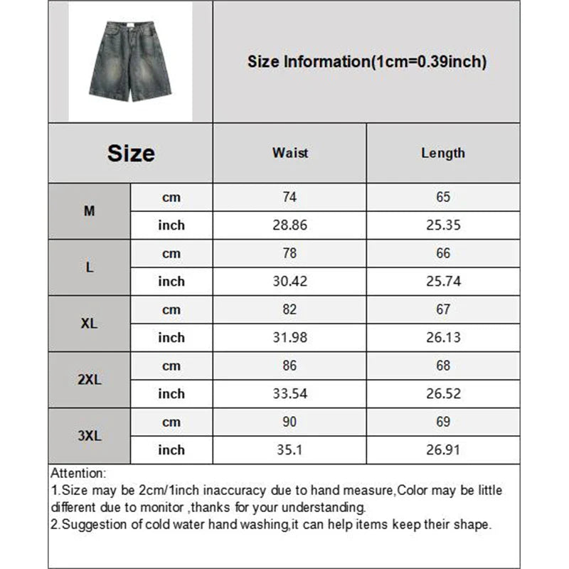 Y2K Vintage Baggy Jean Shorts Washed Wide Leg Capri Pants Casual Barrel Denim Shorts