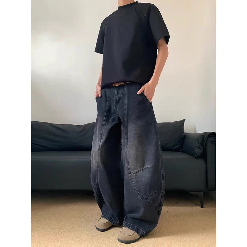 Street Vintage 2000s Jeans Y2K Harajuku Wash Blue Streetwear BaggyJeans Pantss High Waist Wide Trousers