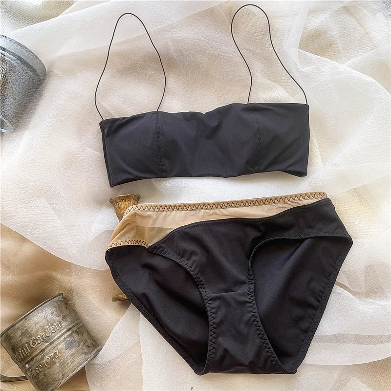 Sheath type thin cotton bra sexy half cup without steel ring  gathered lingerie thin straps invisible Underwear