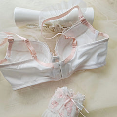 Silver Thread Embroidered Lingerie Breifs Suit Butterfly Cute Ruffle Student Underwear