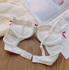 Steel ring comfortable thin cup lingerie women large size sweet cute bra Set