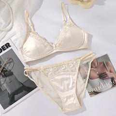 Lace Embroidery Flowers Women Lingerie Set
