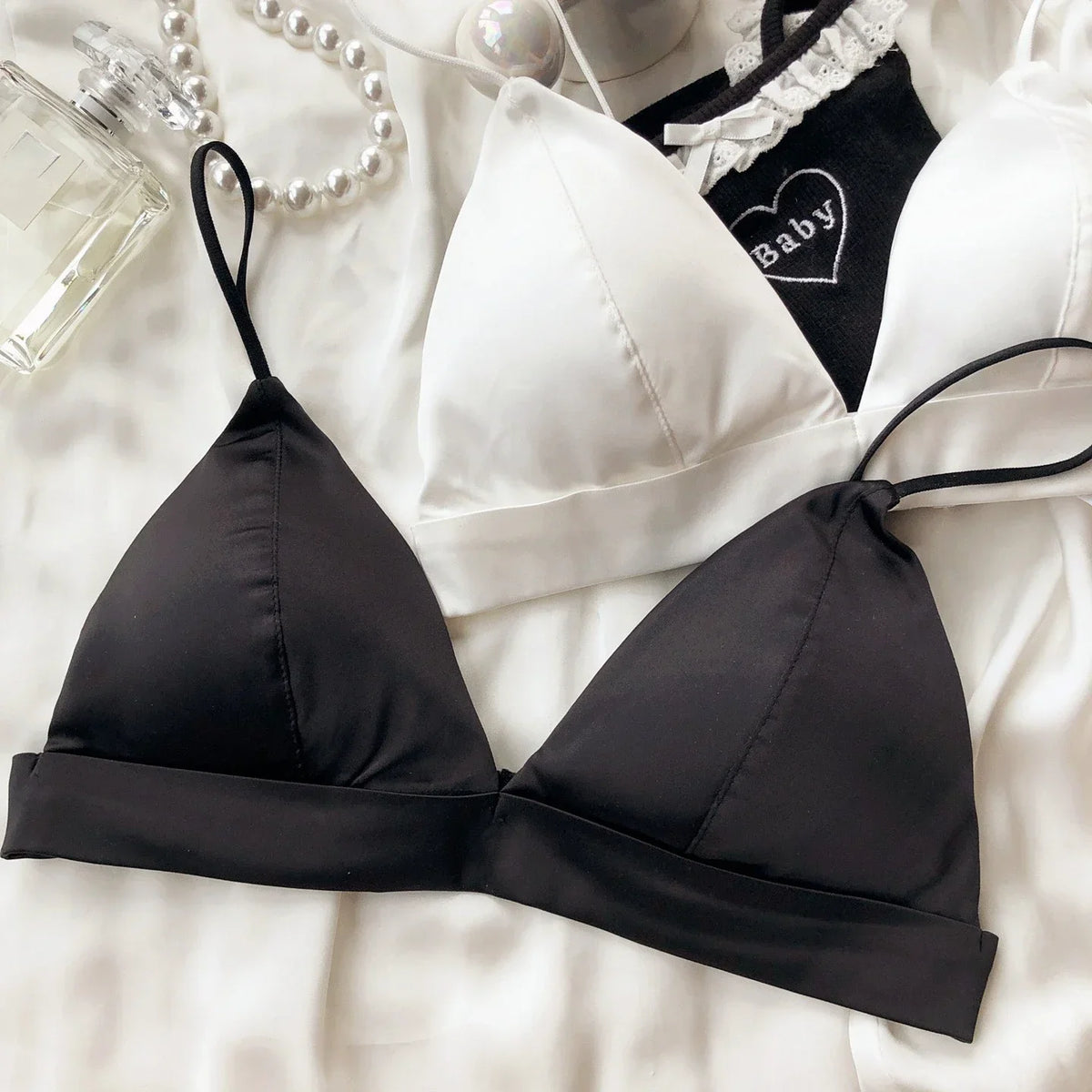 Seamless Women Bra French Silk Satin Triangular Cup Lingerie Sexy Small Chest Push Up Bras Zebra Leopard Print Underwear