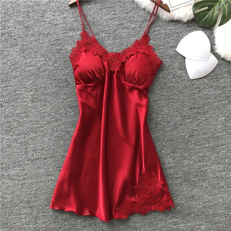 Ice Silk Thin Halter Suspender NightDress