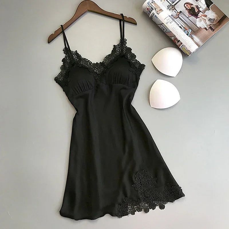 Ice Silk Thin Halter Suspender NightDress