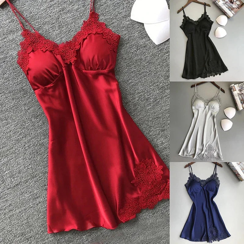 Ice Silk Thin Halter Suspender NightDress