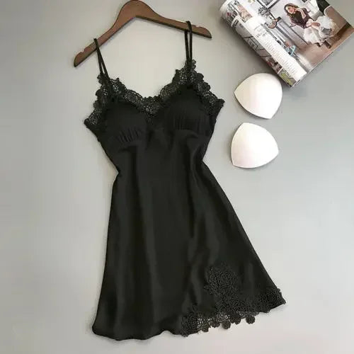 Ice Silk Thin Halter Suspender NightDress