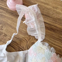 Super-beautiful sunflower lingerie embroidery three-color thin cup college students teenage girls bra Set