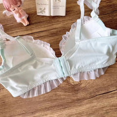 Super-beautiful sunflower lingerie embroidery three-color thin cup college students teenage girls bra Set