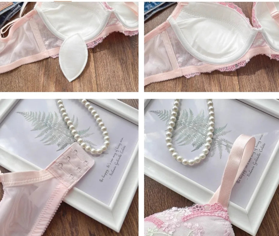 Sweet and cute embroidered thin cup lingerie girl close-up Underwear