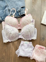 Sweet and cute embroidered thin cup lingerie girl close-up Underwear