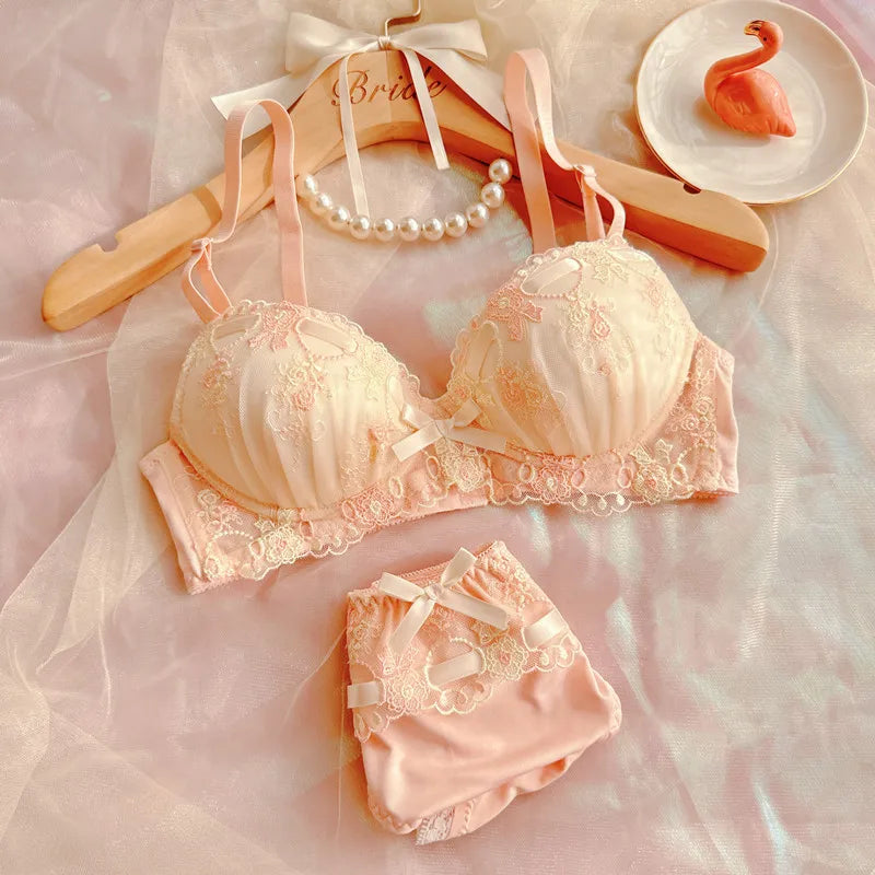 Sweet girl without steel ring bra Set