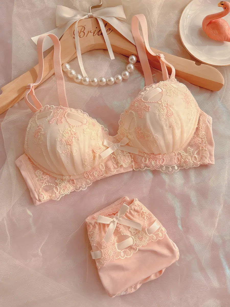 Sweet girl without steel ring bra Set