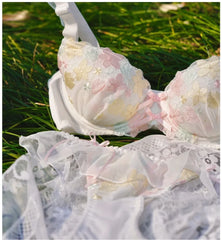 Thin cup floral embroidery large bra Underwear