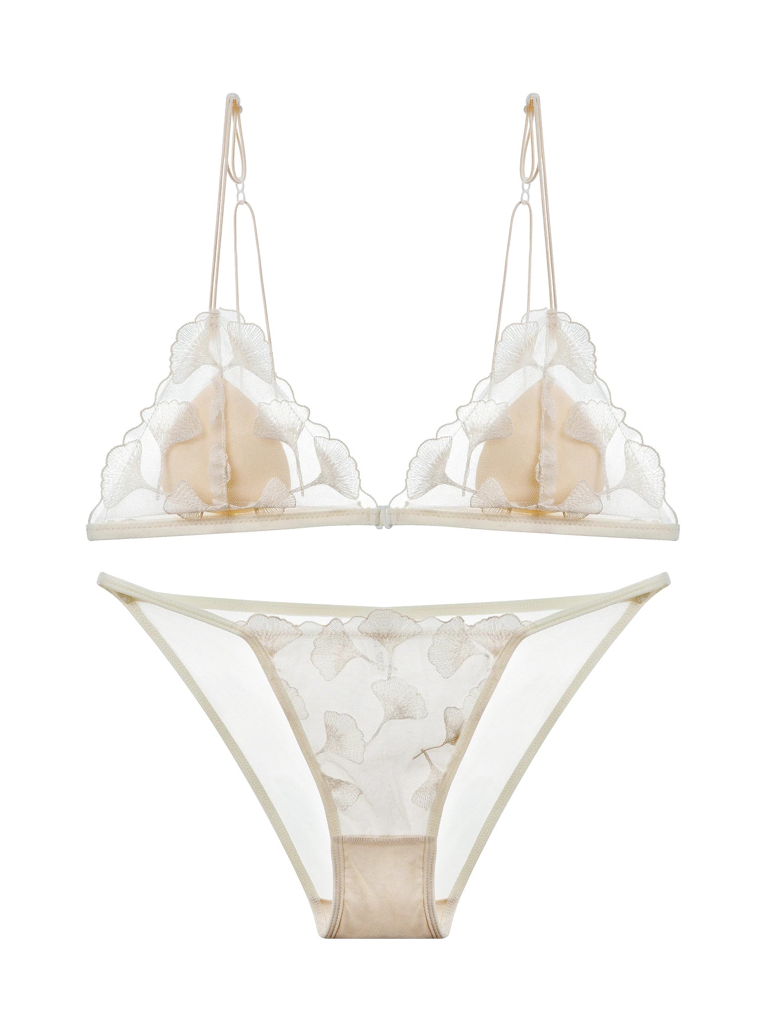 Ultra-thin Wire-Free Bra Sexy Sheer Lace Backless Triangular Cup Lingerie Set