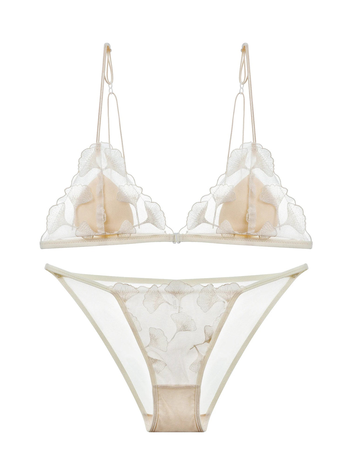 Ultra-thin Wire-Free Bra Sexy Sheer Lace Backless Triangular Cup Lingerie Set