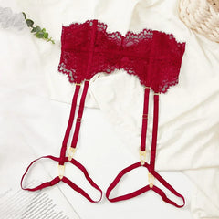 Ultra-thin red lingerie sponge-free underwired three pieces bra and briefs garter Set