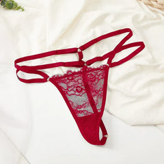 Ultra-thin red lingerie sponge-free underwired three pieces bra and briefs garter Set