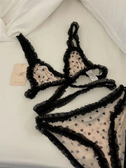 Vintage velvet niche lace sexy lingerie women thin section without steel ring top Underwear