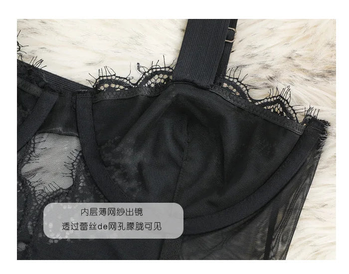 With bra integrated sexy ultra-thin transparent hollow body shaping coat female lace Underwear
