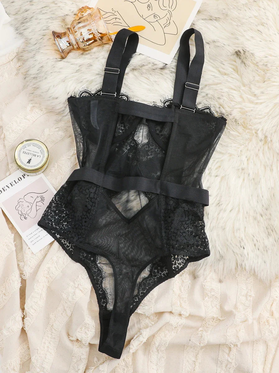 With bra integrated sexy ultra-thin transparent hollow body shaping coat female lace Underwear
