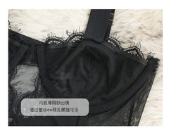 With bra integrated sexy ultra-thin transparent hollow body shaping coat female lace Underwear