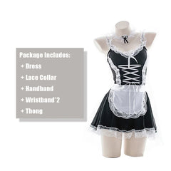 Women Sexy Lingerie Babydoll Maid Uniform Cosplay Lingerie Lace Dress