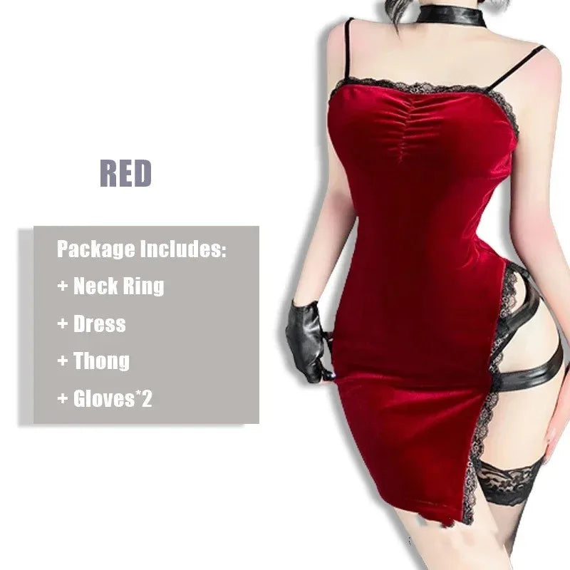 Women Sexy Lingerie Cheongsam Uniform Cosplay Naughty Sleeveless Bodycon Dress