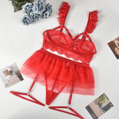 Women Sexy Mesh Transparent Bra Brief Suits