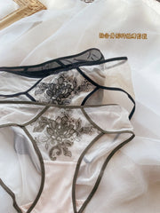 Women's French Style Light Luxury Embroidered Mesh Panties | Sexy Transparent Low-Rise Briefs