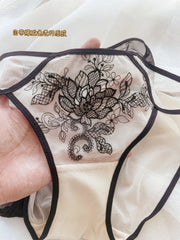 Women's French Style Light Luxury Embroidered Mesh Panties | Sexy Transparent Low-Rise Briefs