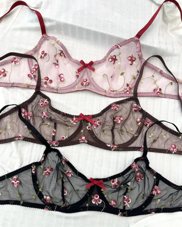 Women's Lingerie Ultra-Thin Breathable Embroidered Lace Sexy Bras Large Size Underwear