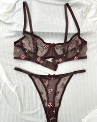 Women's Lingerie Ultra-Thin Breathable Embroidered Lace Sexy Bras Large Size Underwear