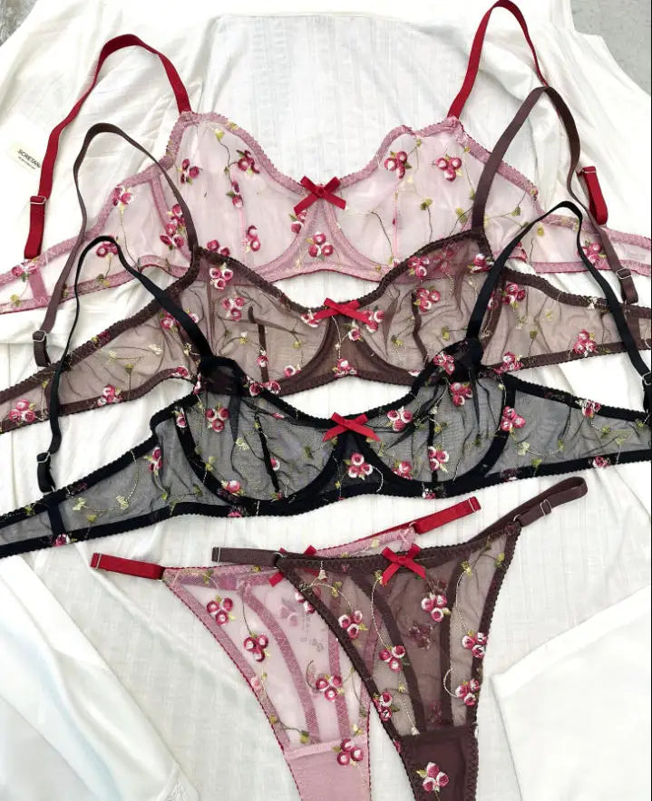 Women's Lingerie Ultra-Thin Breathable Embroidered Lace Sexy Bras Large Size Underwear
