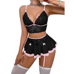 Casual Lace Patchwork Ultra A-line Skirt Party Mini Ruffle Skirt