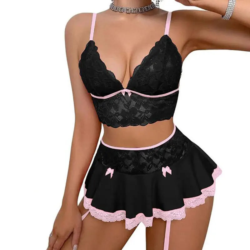 Casual Lace Patchwork Ultra A-line Skirt Party Mini Ruffle Skirt