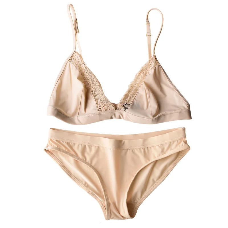 Wriufred Ice silk no trace lingerie Set