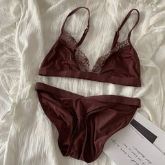 Wriufred Ice silk no trace lingerie Set