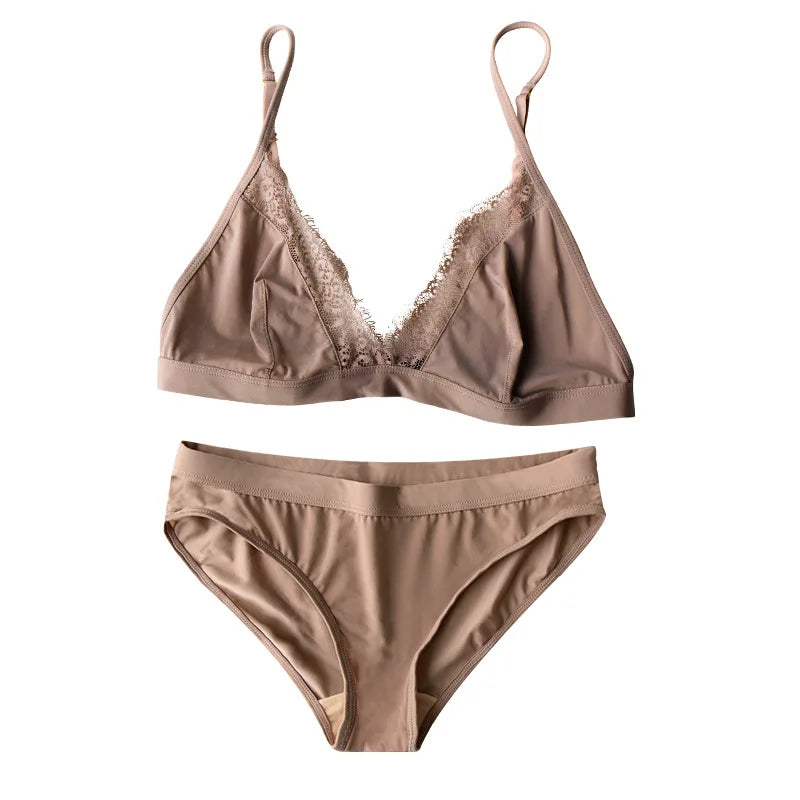 Wriufred Ice silk no trace lingerie Set