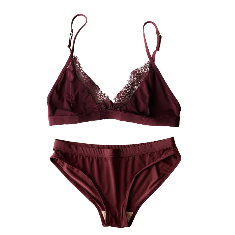 Wriufred Ice silk no trace lingerie Set