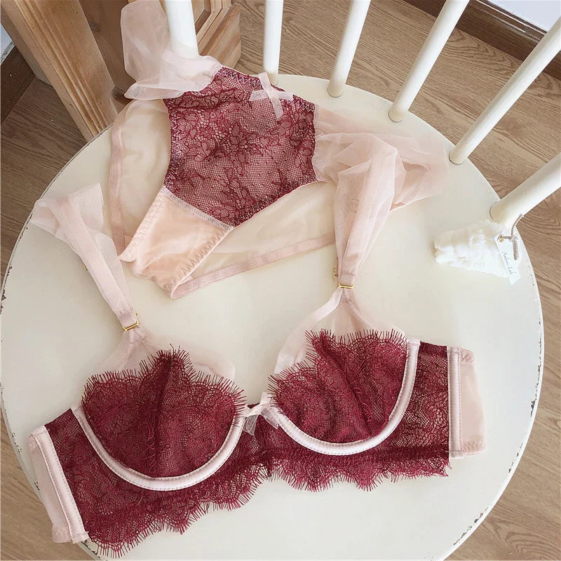 Wriufred Lace light and ultra-thin lingerie panties Set